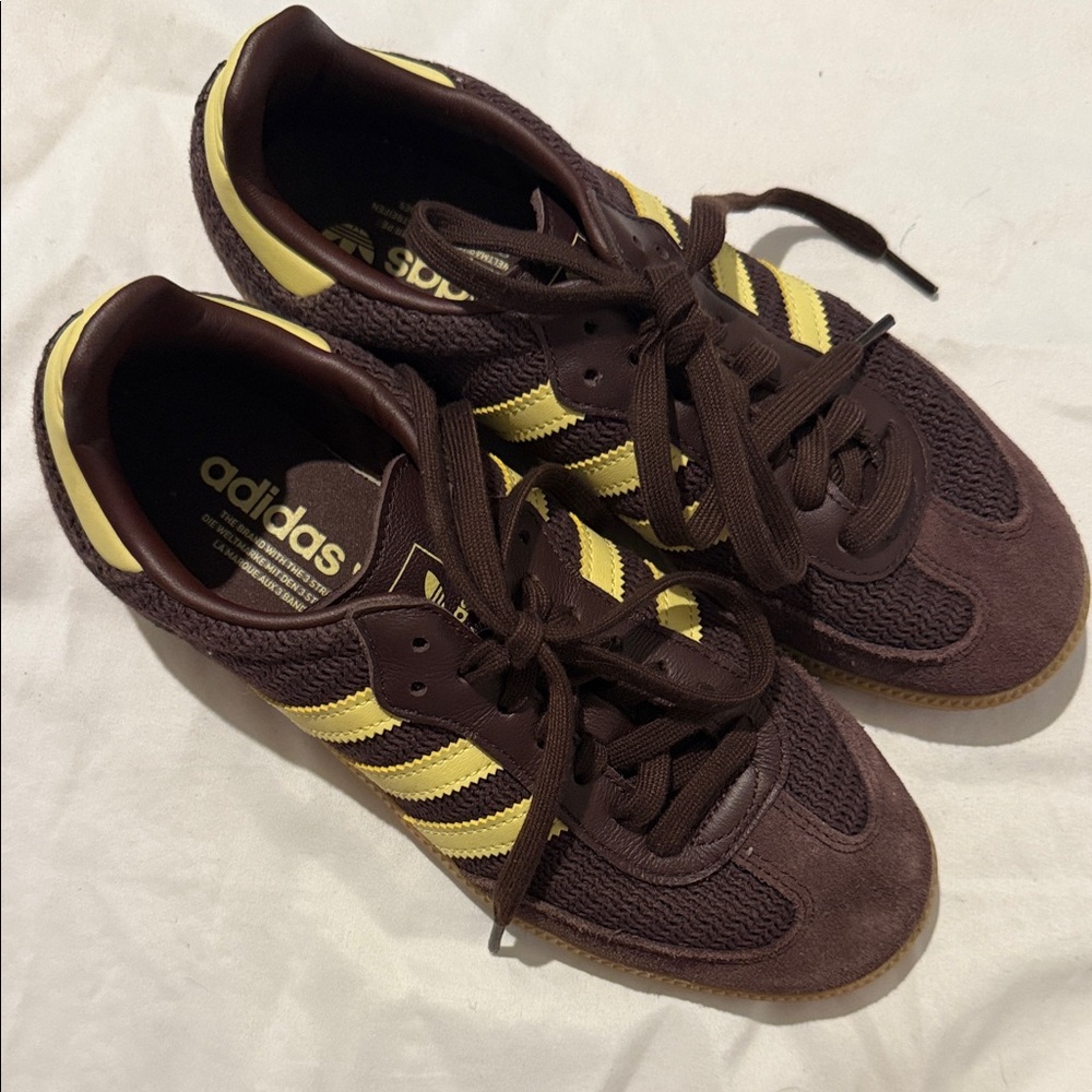 adidas Brown and Yellow Retro Running Sneakers